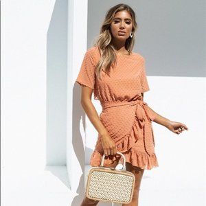 Sabo Skirt Textured Ruffle Mini Dress in Peach